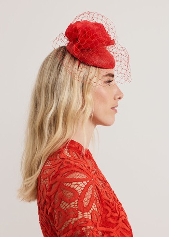 Phase Eight Red Flower Pillbox Hats Red USA | 3274519-IA